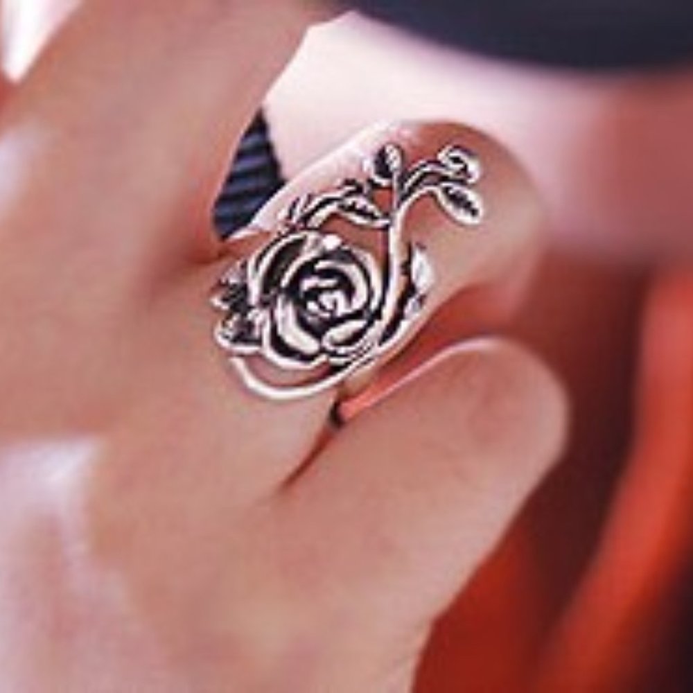 Ring ~ Rose Flower ~ .925 Sterling Silver ~ Solid - Picture 5 of 7
